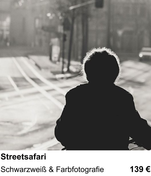 Fotoworkshop zum Thema Streetsafari in Braunschweig: Schwarzweiß & Farbfotografie